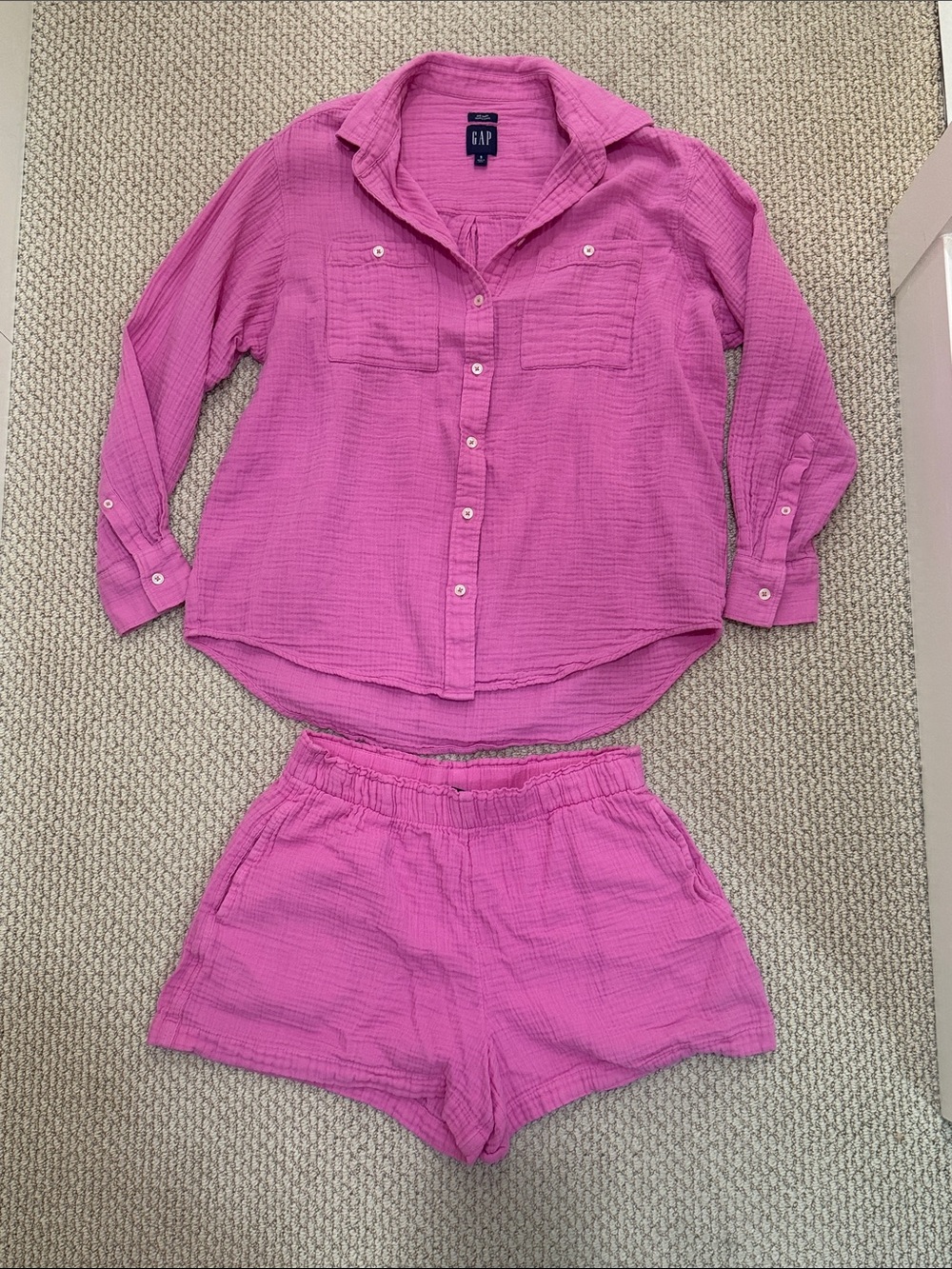 GAP Crinkle Gauze Hot Pink Matching Set sz S